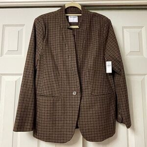 Old Navy Women's Brown Plaid Jacket